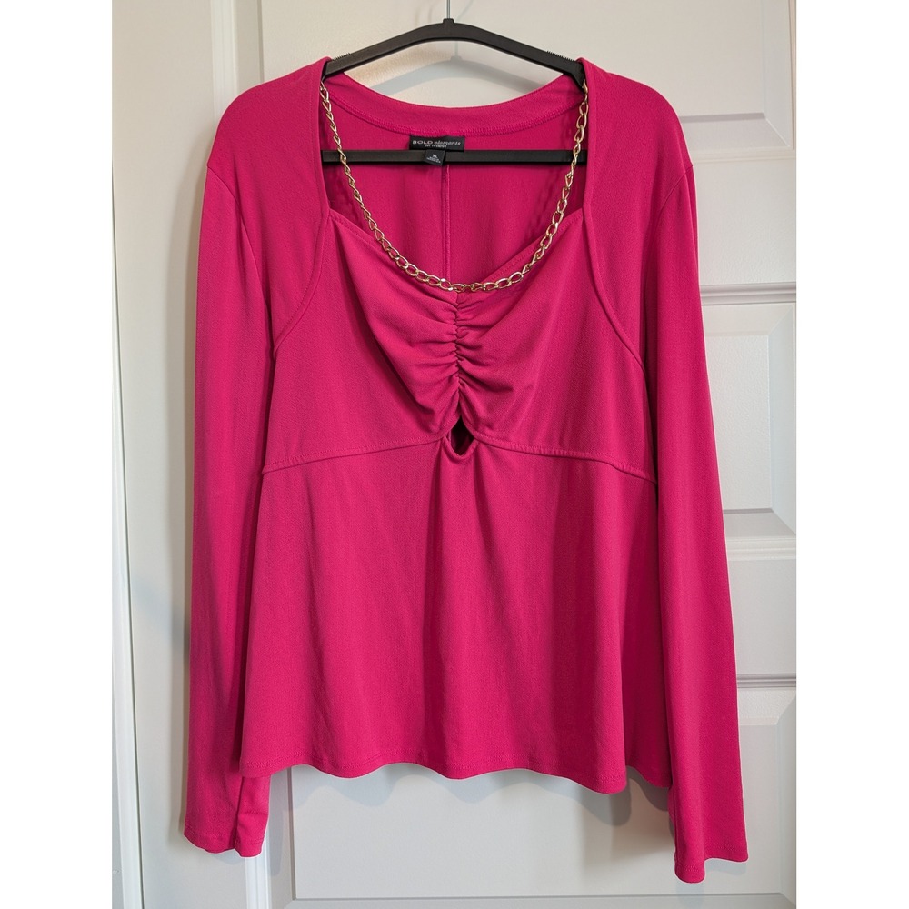Bold Elements Hot Pink Ruched Chain Top
